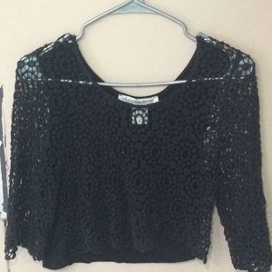 Black Embroidered Crop Top